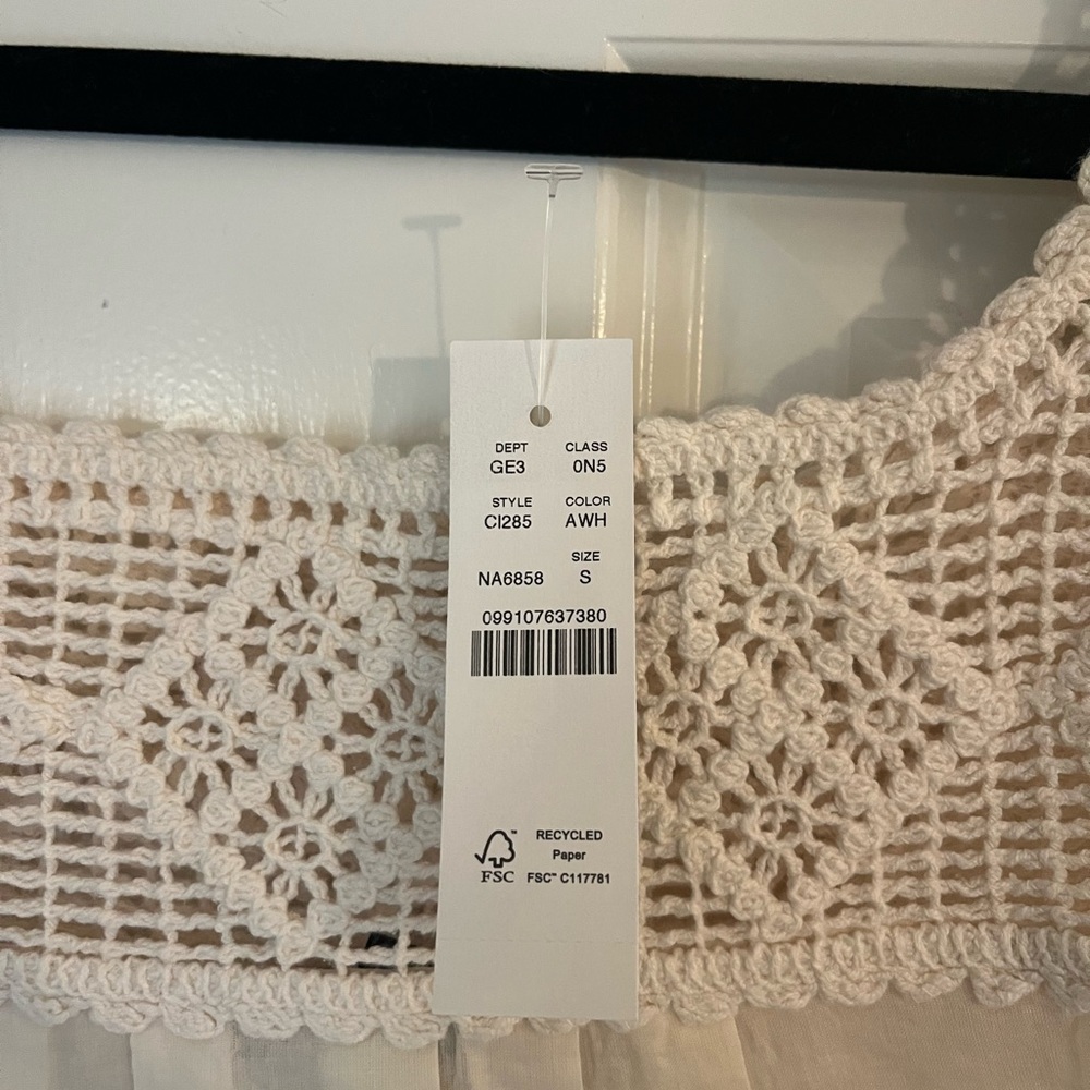 J. Crew Cream Crochet Trim Midi Dress Style C1285 Size Small - Picture 6 of 13
